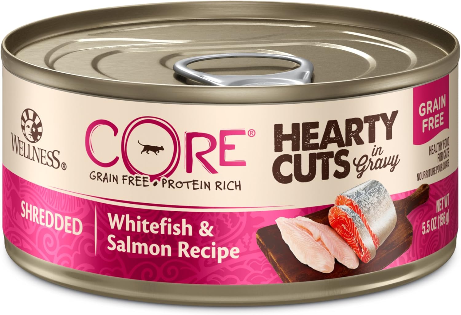 Wellness Core Hearty Cuts Natural Grain Free Wet Canned Cat Food, Indoor Chicken & Turkey, 5.5-Ounce Can (Pack Of 24)