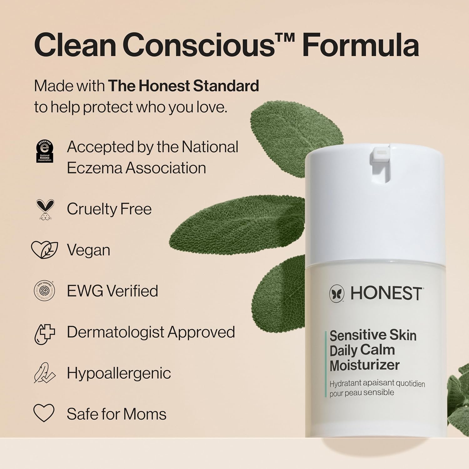 Honest Beauty Sensitive Skin Daily Calm Lightweight Moisturizer | Reduces Redness, Hydrates, + Calms Skin | Hypoallergenic, Fragrance Free, Vegan | 1.7 Fl Oz : Beauty & Personal Care