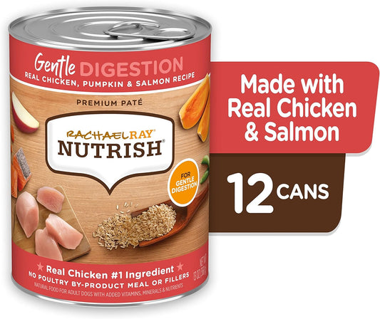 Rachael Ray Nutrish Gentle Digestion Premium Pate Wet Dog Food, Real Chicken, Pumpkin & Salmon, 13 Ounce Can (Pack Of 12)