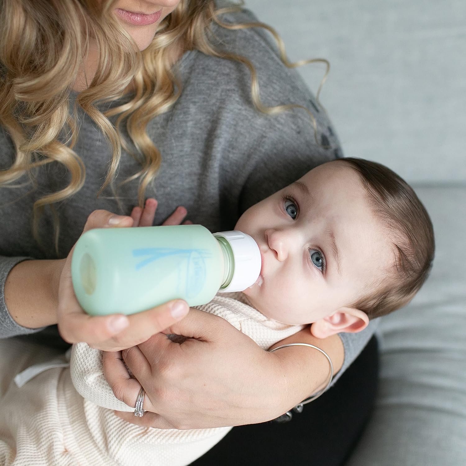 Dr. Brown's Natural Flow Options+ Glass Baby Bottle Sleeves,100% Silicone,4 oz,Narrow,Mint
