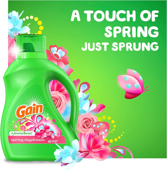 Gain + Aroma Boost Liquid Laundry Detergent Spring Daydream Scent 107 Loads 154 Fl Oz He Compatible