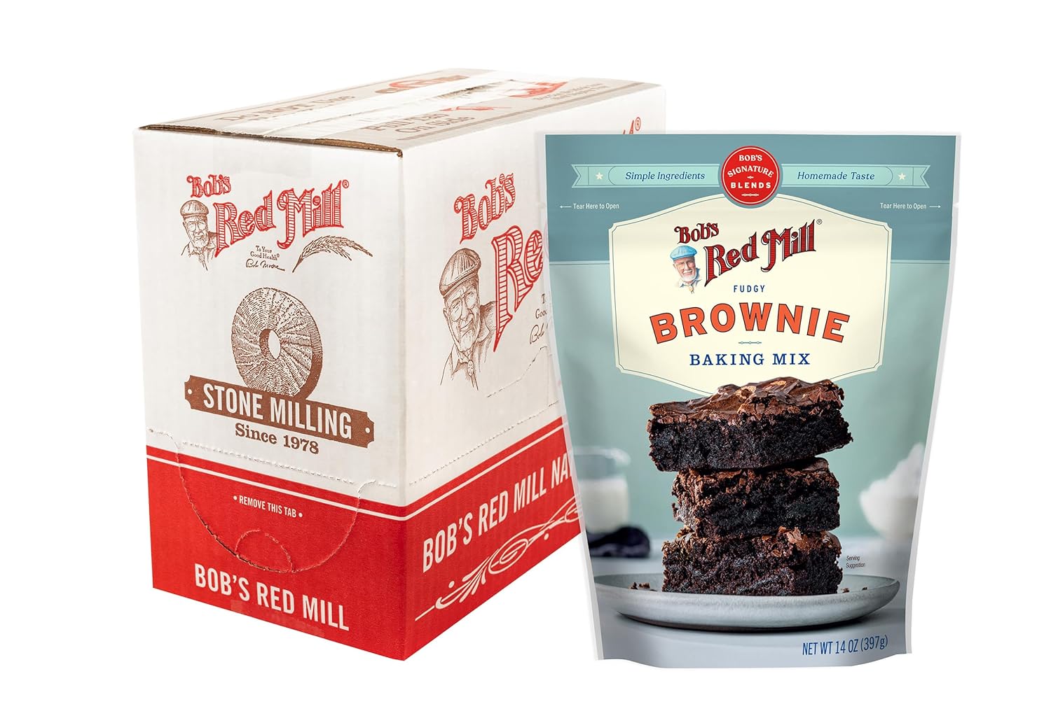 Bob's Red Mill Signature Fudgy Brownie Baking Mix - 14 oz Bag (Pack of 4), Simple Clean Ingredients, Homemade Taste, Non-GMO