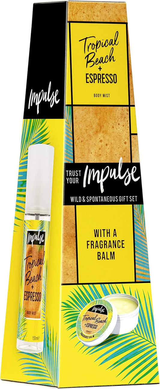 Impulse Wild And Spontaneous Fragrance Gift Set With Tropical Beach And Expresso Body Mist And Balm