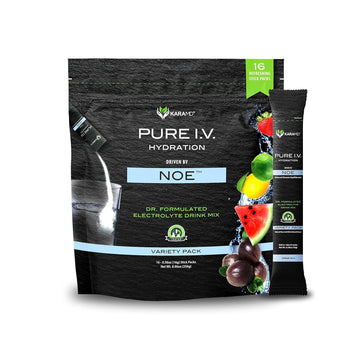 KaraMD Pure I.V. - Professionally Formulated Electrolyte 4 Flavor Variety Powder Drink Mix ? Refreshing & Delicious Hydrating Packets with Vitamins & Minerals ? 4 Flavor Variety - 1 Bag (16 Sticks)