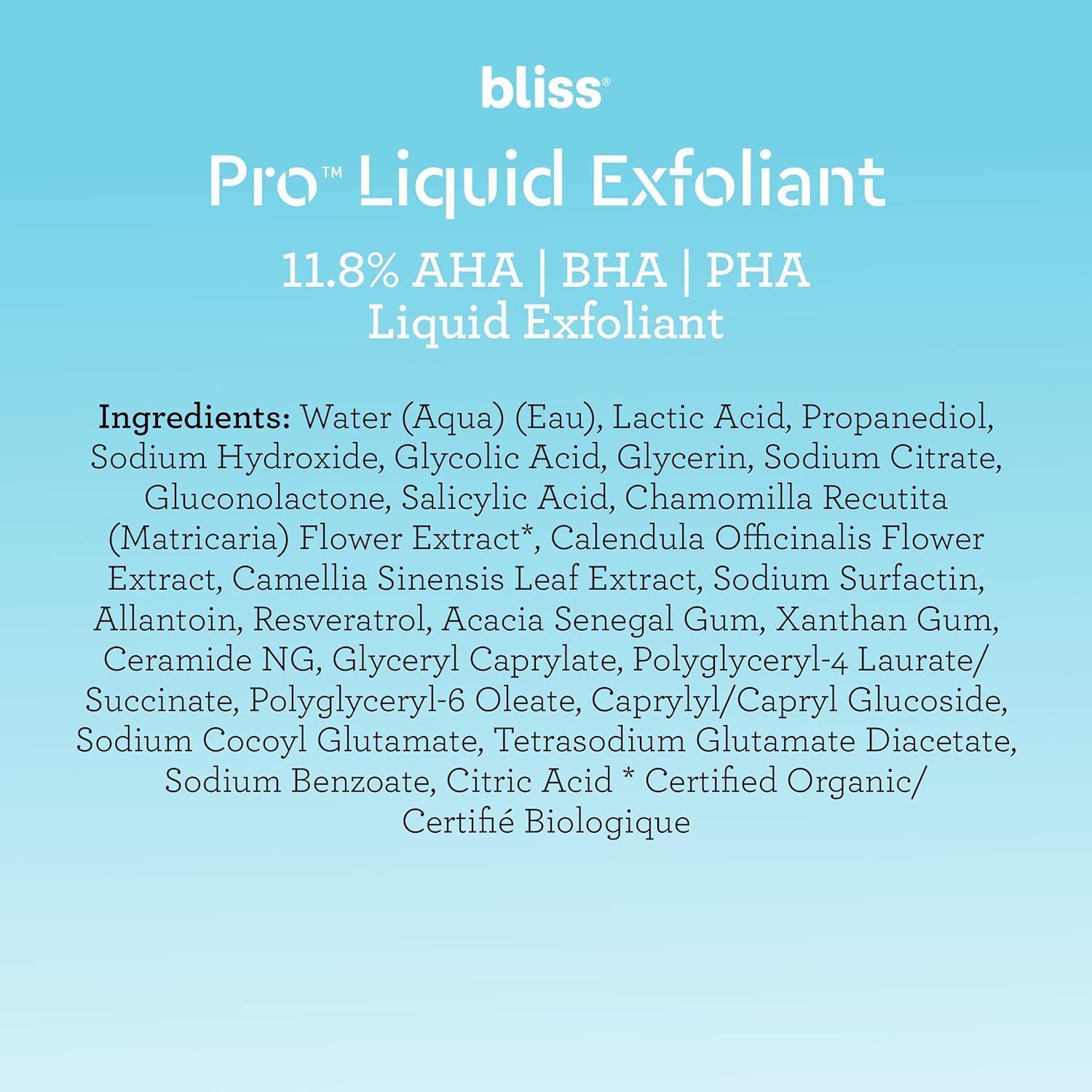 BlissPro™ Liquid Exfoliant - Daily Exfoliating Treatment with 11.8% AHA, BHA, PHA - 4 Fl Oz : Beauty & Personal Care