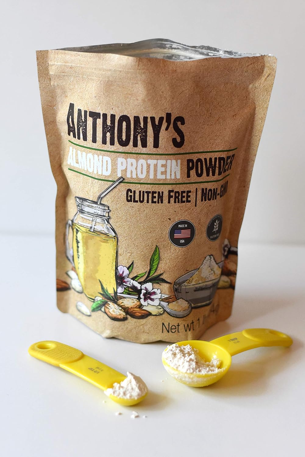 Anthony's Almond Protein Powder, 1 lb, Gluten Free, Non GMO, Plant Based Protein, Made in USA : Health & Household