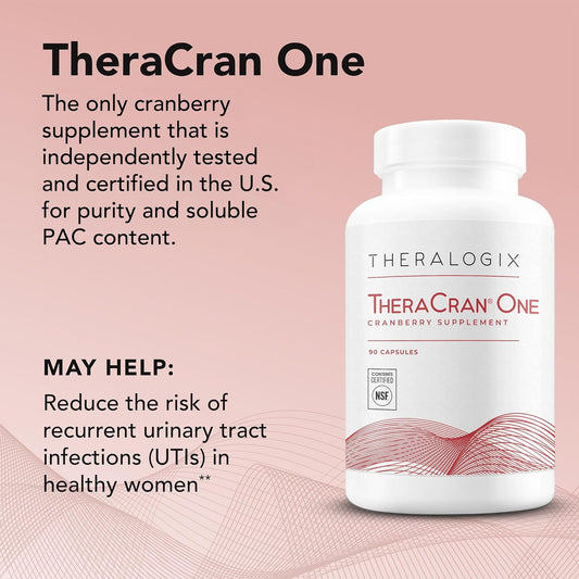 Theralogix Theracran One Cranberry Capsules - 90-Day Supply - Supplement For Men & Women - To Support Urinary Tract Health* - 36Mg Soluble Pacs Per Capsule - Nsf Certified, 90 Count (Pack Of 1)