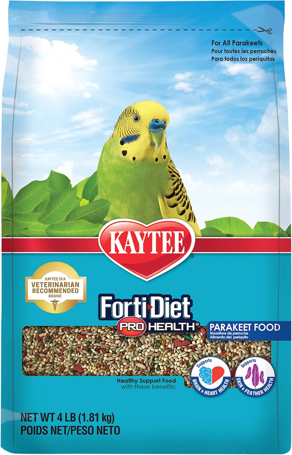 Kaytee Forti-Diet Pro Health Parakeet Pet Bird Food, 4 Pound