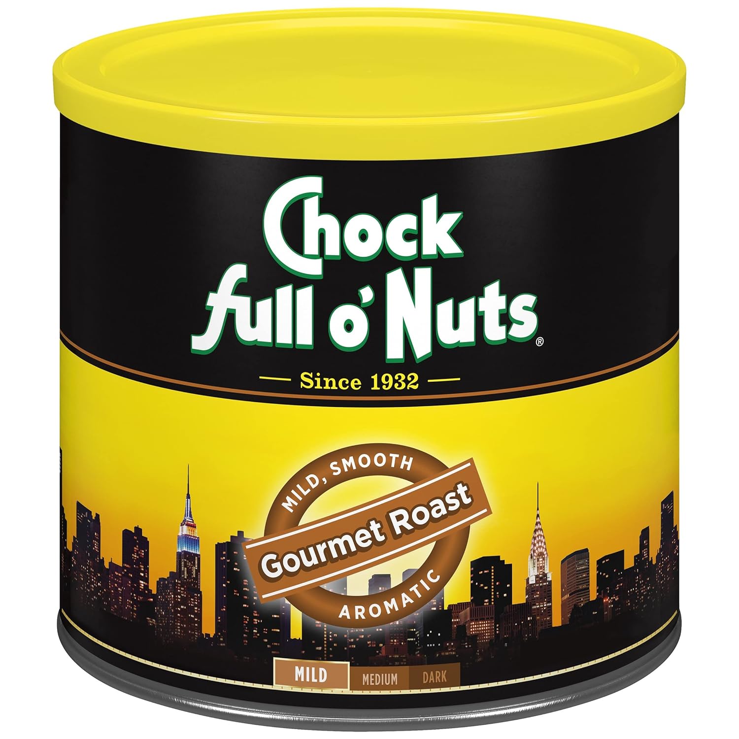 Chock Full o’Nuts Gourmet Roast Ground Coffee, Mild Roast – A Light, Smooth and Aromatic Mild Blend (26 Oz. Can)