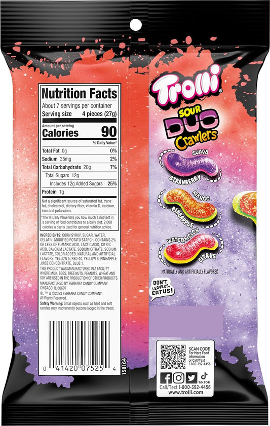 Trolli Sour Brite Duo Crawlers Candy, 6.3 Ounce Bag