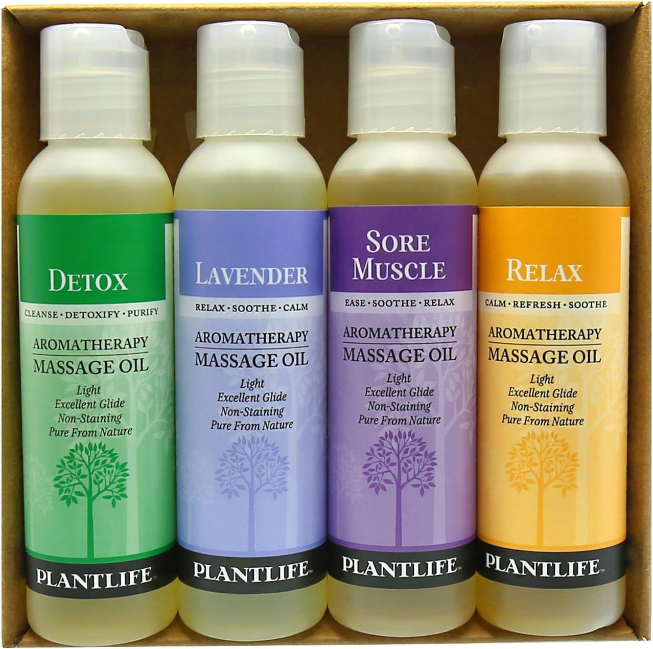 Plantlife Massage Oil 4-Pack - Absorbs Deeply into The Skin and is Cir