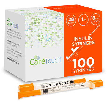 Care Touch Insulin Syringes - 28G 5/16" - 8 Mm 1 Cc (Pack Of 100) (Package May Vary)