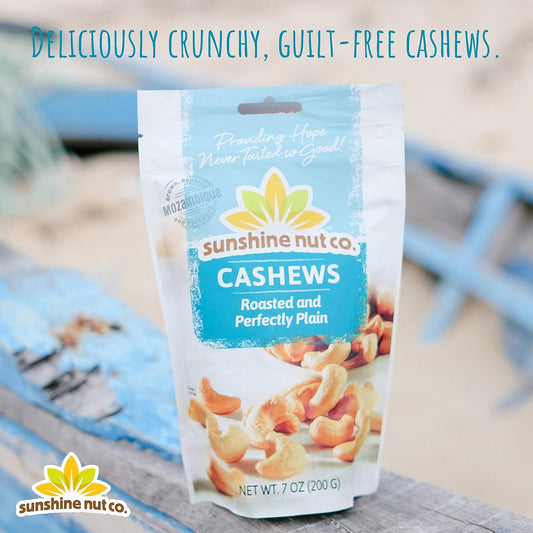Sunshine Nut Company Whole Roasted Cashews, Perfectly Plain Flavor, Single 7 Oz. Bag, Gluten Free, Peanut Free And Vegan Individual Snack Packs For Kids And Adults, No Added Salt, Gmo Free