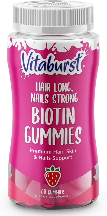 VITABURST Biotin 5000 mcg Gummies for Hair Skin and Nails (B Complex Gummies), Vegetarian Friendly