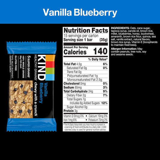 Kind Healthy Grains Bars, Vanilla Blueberry, Gluten Free, 15 Count