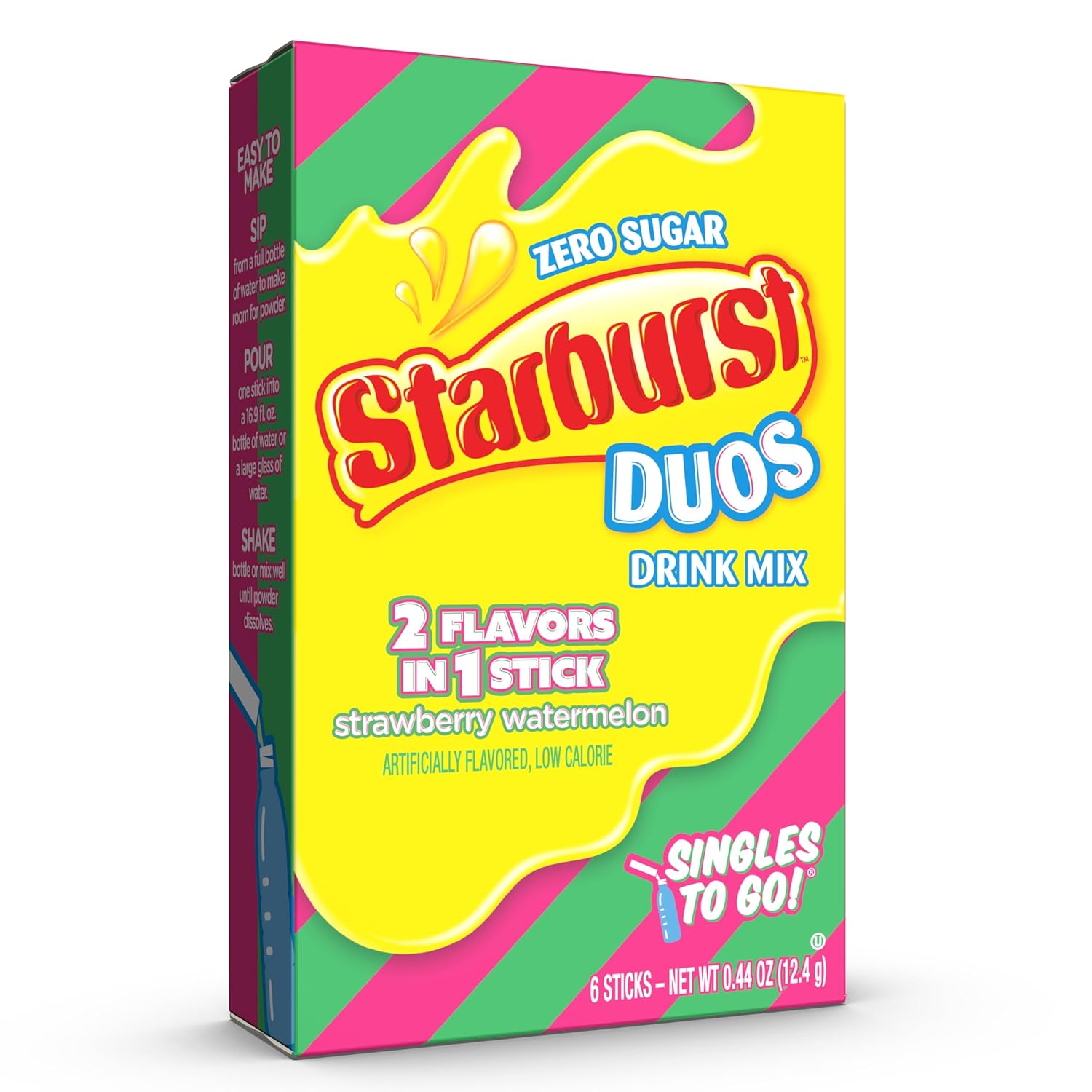 Starburst Duos Singles To Go Powdered Drink Mix, Strawberry Watermelon, 12 Boxes With 6 Packets Each - 72 Total Servings, Sugar-Free Drink Powder, Just Add Water, 6 Count (Pack Of 12)