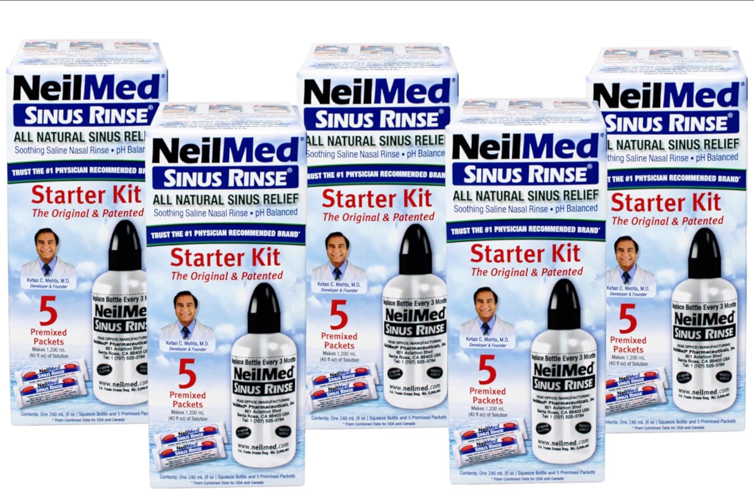 Neilmed Sinus Rinse Starter Kit With 5 Packets (Pack Of 5)