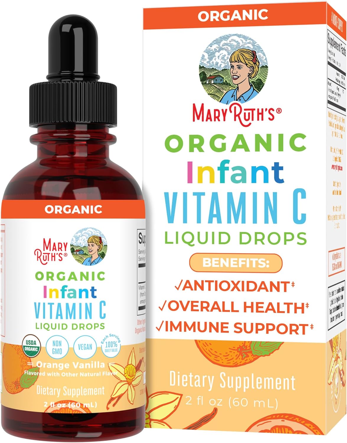 MaryRuth Organics Infant Vitamin C Drops, USDA Organic, Vitamin C Supplement for Infants, Ages 0-12 Months, Vitamin for Immune Support & Overall Health, Vegan, Non-GMO, Gluten Free, 30 Servings