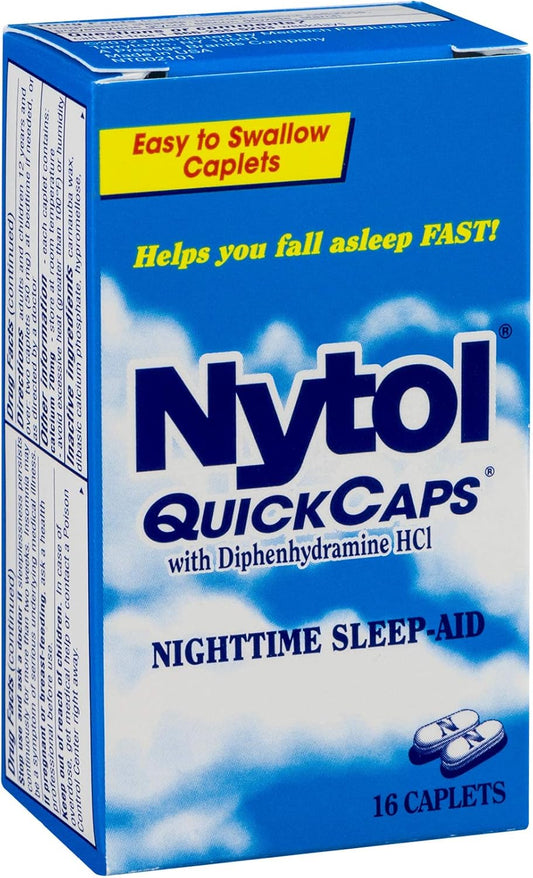 Quick Caps Nighttime Sleep Aid, Helps You Fall Asleep Fast, 16 Caplets (Pack Of 6)