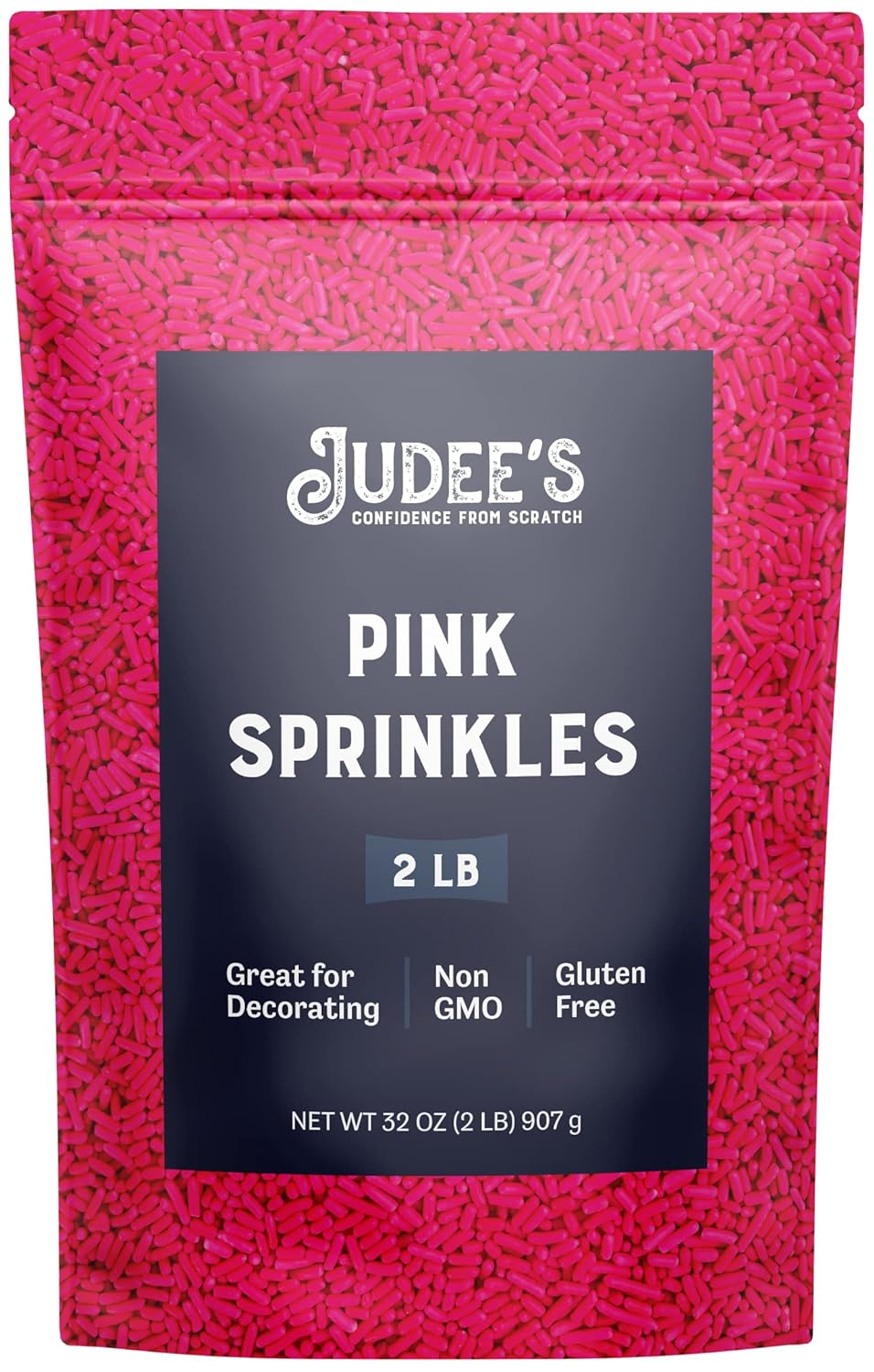 Judee's Pink Sprinkles 2 lb - Gluten-Free and Nut-Free - Brighten Up Your Baked Goods - Great for Cookie and Cake Decoration - Use for Baking and as Dessert and Ice Cream Toppings