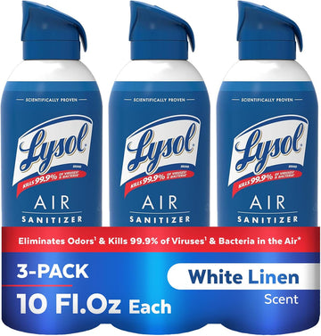 Lysol Air Sanitizer Spray, For Air Sanitization And Odor Elimination, White Linen Scent, 10 Fl. Oz (Pack Of 3)