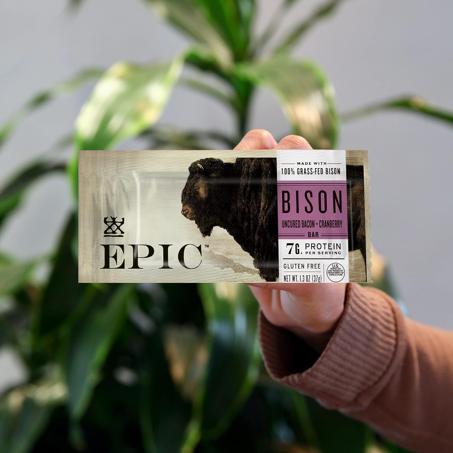 EPIC Bison Bacon Cranberry Bars, Grass-Fed, 12 Count Box 1.3oz bars : Grocery & Gourmet Food