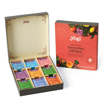 Yogi Organic Tea Sampler Gift Box - Assorted Delicious Wellness Teas - 9 Favorite Herbal, Green & Black Teas - Tea Gift Set & Variety Pack (45 Tea Bags)