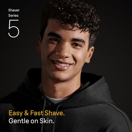 Braun Series 5 Electric Shaver, Up To 50 Min, +2 Attachments, Cordless, Wet & Dry Razor For Men, 100% Waterproof, 52-A1820Si, Azure