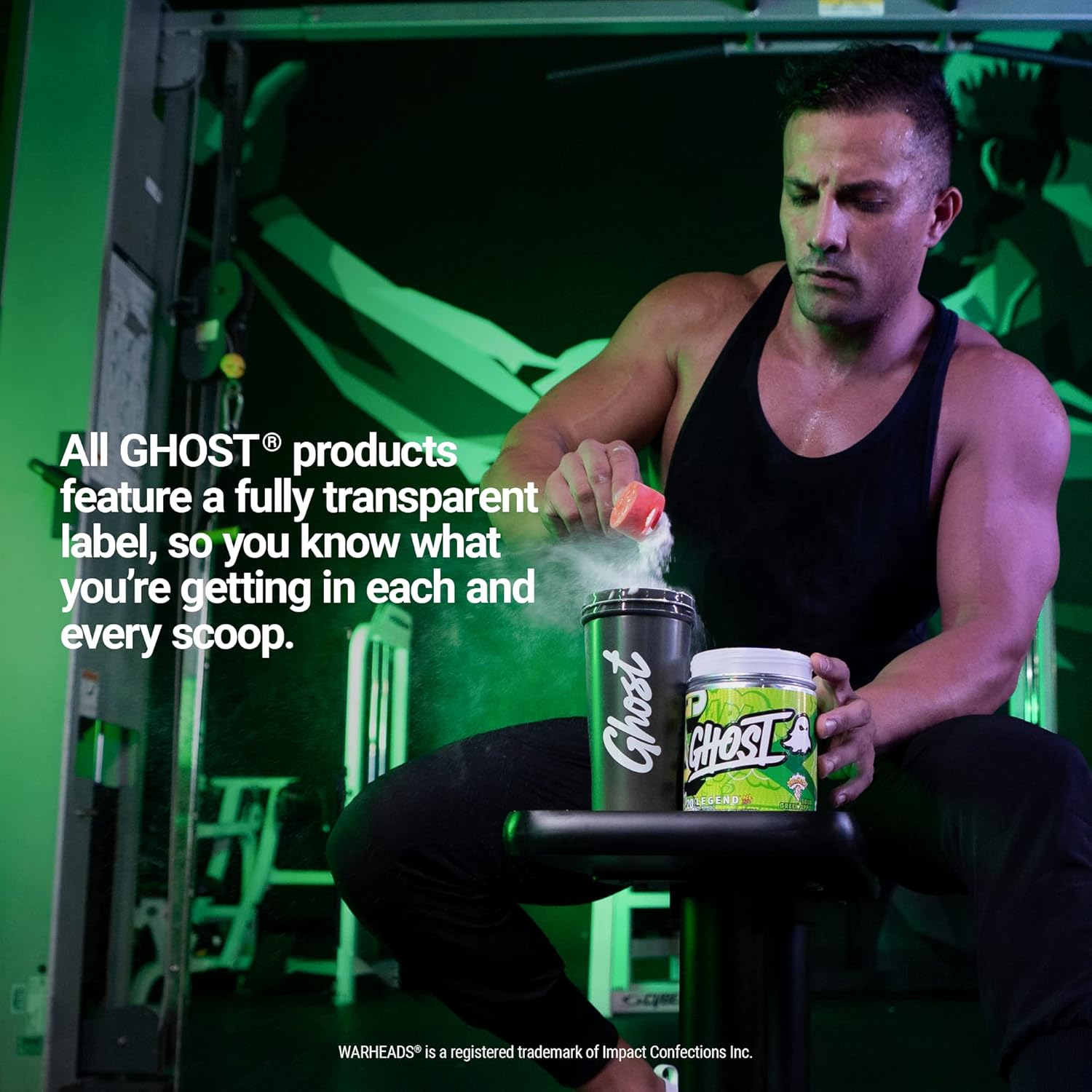 GHOST Legend All Out Pre-Workout Powder, Warheads Sour Green Apple - 20 Servings - Pre-Workout Supplement for Men & Women - Energy & Pumps - Caffeine, L-Citrulline, & Beta Alanine Blend - Sugar Free : Health & Household