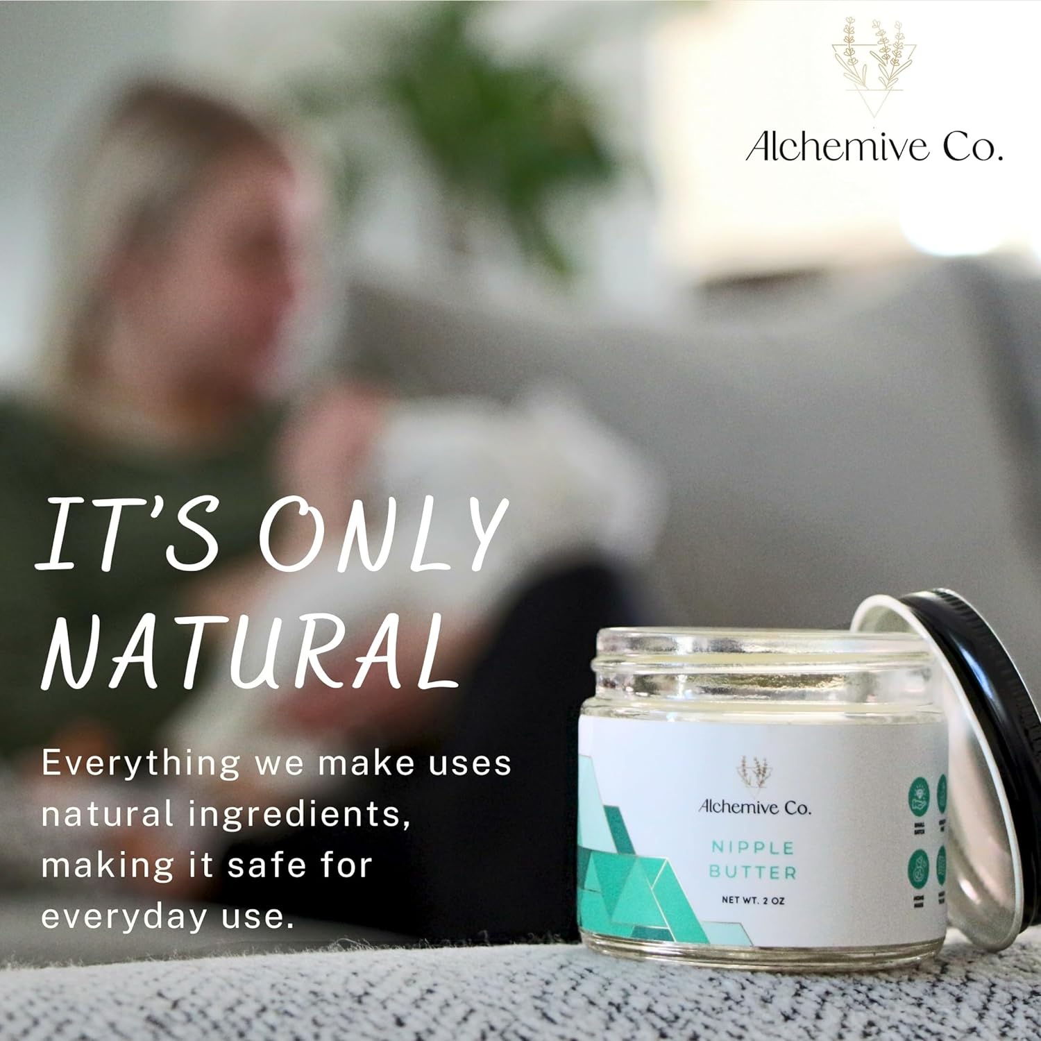 Alchemive Co. Organic Nipple Butter: Lanolin-Free Relief for Breastfeeding & Pumping Moms | Sensitive Skin Friendly, Postpartum Essential - 2oz : Baby