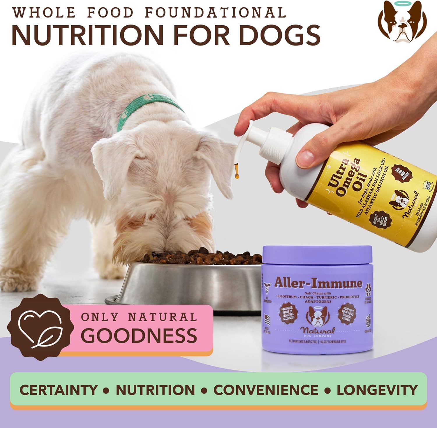 Natural Dog Company Aller-Immune Chews (90 Pieces), Turkey Flavor, Canine-Specific Probiotics, Allergy Immune Supplement for Dogs, Boosts Immune System, Antioxidant, Itch Relief for Dogs : Pet Supplies