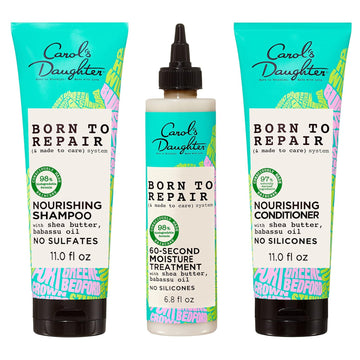 Carol'S Daughter Born To Repair Hair Care Set For Damaged Hair - Hydrating Shampoo, 60 Second Moisture Treatment, Nourishing Conditioner (3 Product Kit)
