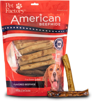 Pet Factory American Beefhide 5" Chip Rolls Dog Chew Treats - Beef & Chicken Flavor, 50 Count/1 Pack
