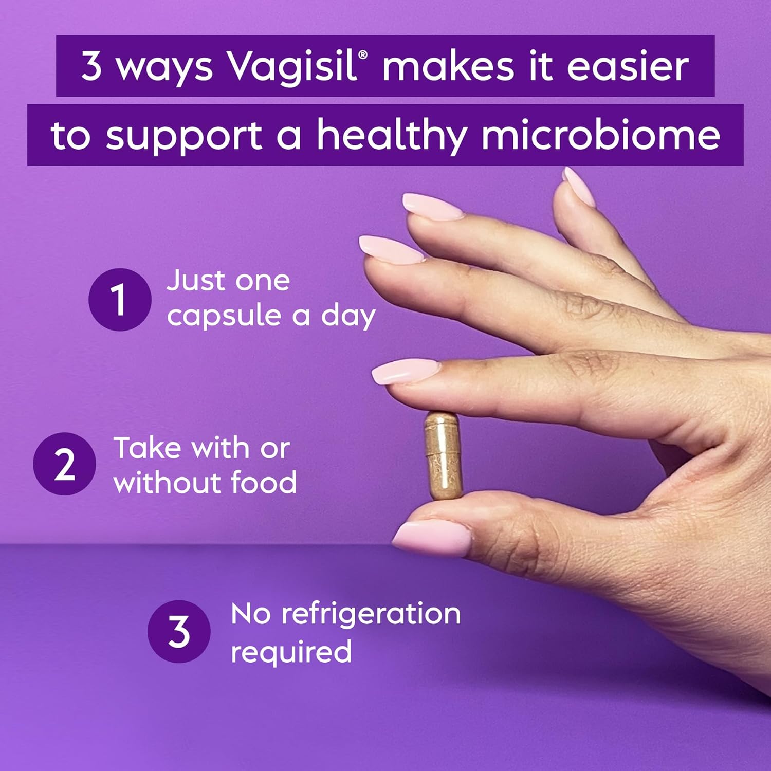 Vagisil Yeast Defense Supplements, Helps Balance Yeast and Good Bacteria, Clinically-Proven Probiotics, Clean Ingredients, Promotes A Healthy Vaginal Microbiome, Just 1 Capsule Daily, 30 Capsules : Health & Household