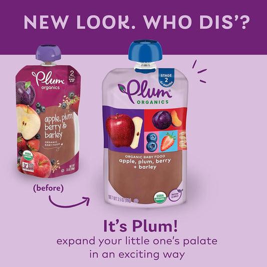 Plum Organics Apple, Plum, Berry And Barley Baby Food In Pouch, Organic Food Squeeze, Non Gmo, 3.5 Ounce (Pack Of 6)