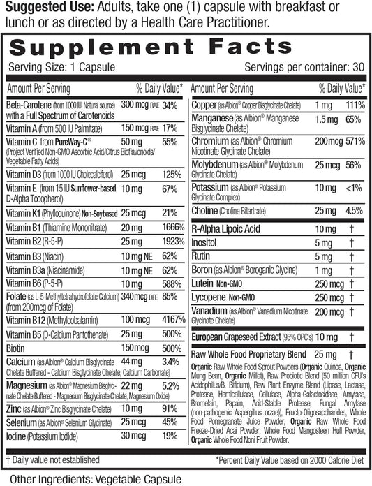 EMERALD LABS Women's 1-Daily Multi - Multivitamin for Women - Includes Calcium, Zinc, Vitamin B & More - Bone & Immune Support Supplement* - Gluten-Free - 30 Vegetable Capsules