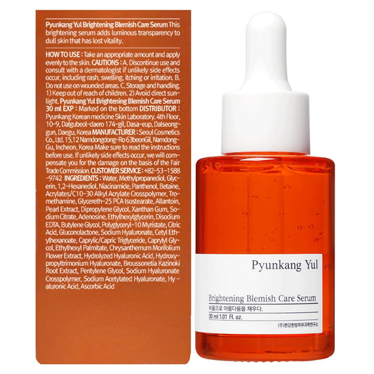 Pyunkang Yul Brightening Blemish Care Serum, Best For Brightening Dry Skin, 24Hr Moisturizing, Fine Lines, Elasticity Care, Ewg Green, Hyaluronic Acid, Niacinamide, Panthenol, Pearl Extract 1Fl.Oz