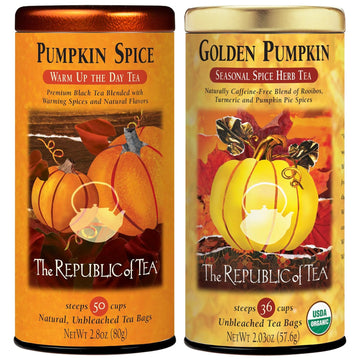 The Republic Of Tea – Limited-Edition Fall Pumpkin Teas - Pumpkin Spice And Golden Pumpkin Tea Bundle – 50 And 36 Count Tea Bags