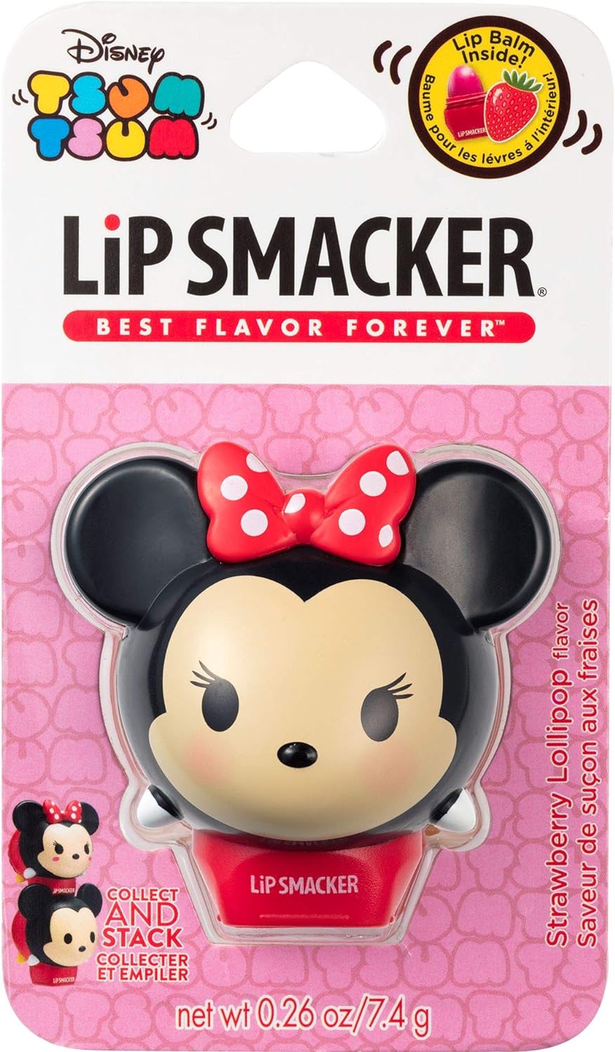 Lip Smacker Disney Minnie Mouse Tsum Tsum Flavored Lip Balm, Minnie Strawberry Lollipop, Clear, For Kids : Beauty & Personal Care