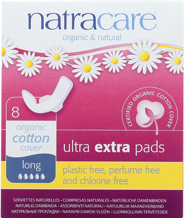 Natracare Ultra Extra Pads w/Wings - Long - Organic and Natural - 8 Count (Pack of 4) : Health & Household