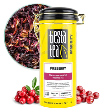 Tiesta Tea - Fireberry, Cranberry Hibiscus Rooibos Tea | Premium Loose Leaf Tea Blend | Non-Caffeinated Rooibos Tea | Make Hot Or Iced Tea & Brews Up To 50 Cups - 5 Ounce Refillable Tin