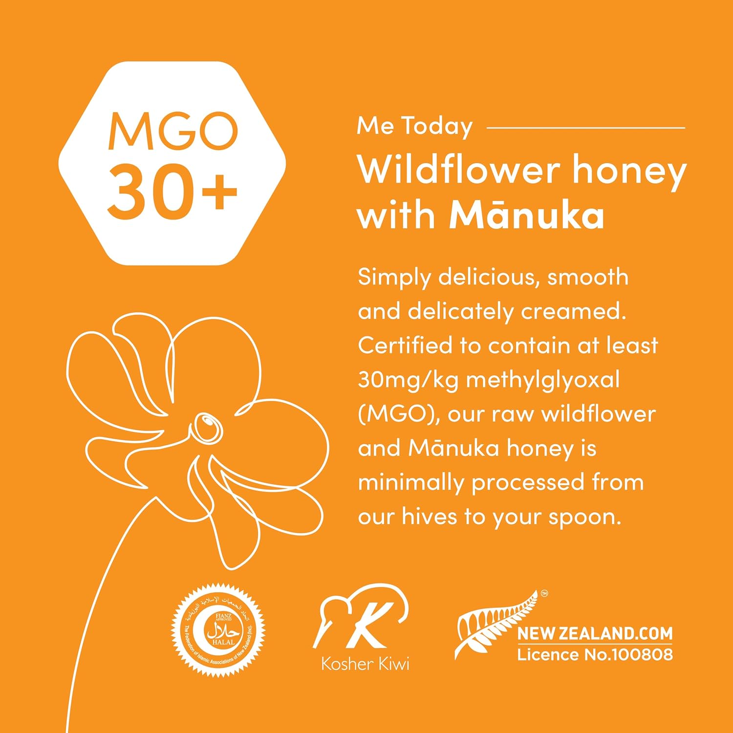 Me Today - Wildflower Honey With Manuka Mgo 30+ From New Zealand (17.6 Oz) Authentic, Raw & Unpasteurized : Grocery & Gourmet Food