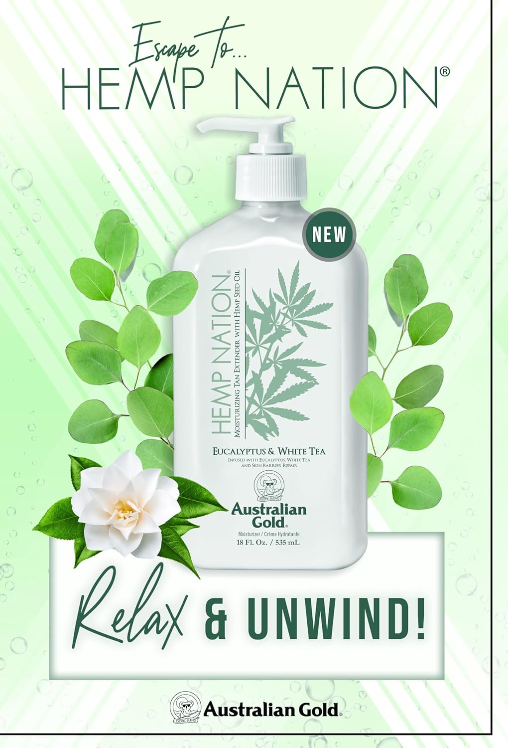 Australian Gold Hemp Nation Eucalyptus & White Tea Bundle - Tan Extender Body Lotion (18 Fl Oz) And Exfoliating Agave & Lime Body Scrub (8 Fl Oz), Skin Barrier Repair, Pure Hemp Seed Oil : Beauty & Personal Care