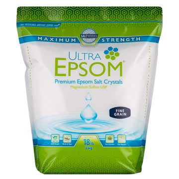 Saltworks Ultra Epsom Bath Salt, Unscented, Fine Grain, 50 Pound Bag