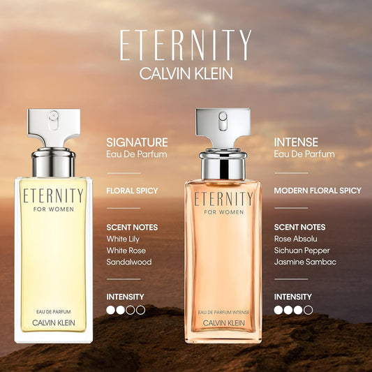 CALVIN KLEIN Eternity - Eau de Parfum Intense for Women - Floral Spicy Fragrance with Notes of Turkish Rose Absolute, Sichuan Pepper and Jasmine Absolute Sambac - High Longevity - 50ml : Amazon.co.uk: Beauty