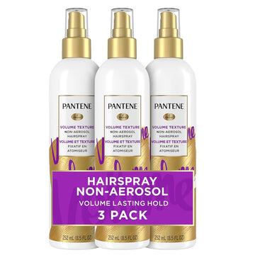 Pantene Hairspray Non-Aerosol, Volume Lasting Hold, Pro-V, Body & Softness Texturizing, 8.5 Fl Oz, Triple Pack