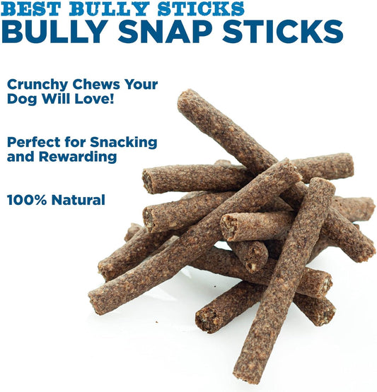 Premium Real Beef Dog Treats - Bully Snap Stick, 12 Pack - 100% Natural, No Additives - Reward, Puppy & Dog Training Treats - Usa Packed - Healthy, Easy To Digest, Rawhide-Free, High Protein