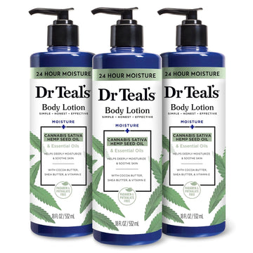 Dr Teal'S Body Lotion, Cannabis Sativa Hemp Seed Oil & Essential Oils, 18 Oz (Pack Of 3)