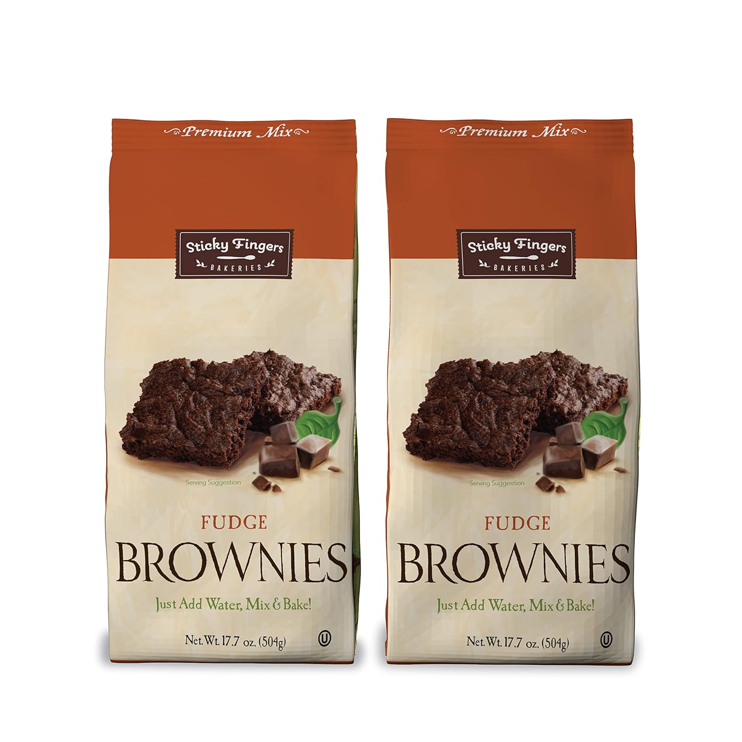 Fudge Brownie Mix by Sticky Fingers Bakeries – Baking Mix for Homemade Chocolate Fudge Brownies, Made with Semi Sweet Chocolate Chips, Makes 16 Brownies Per Pack (2pk)