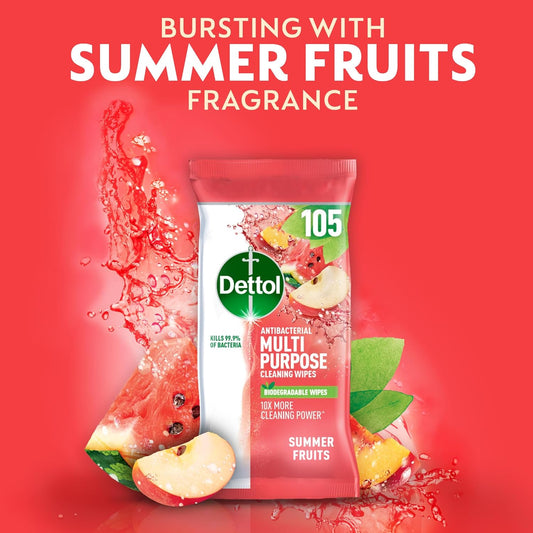 Dettol Antibacterial Cleaning Wipes Summer Fruits 105S